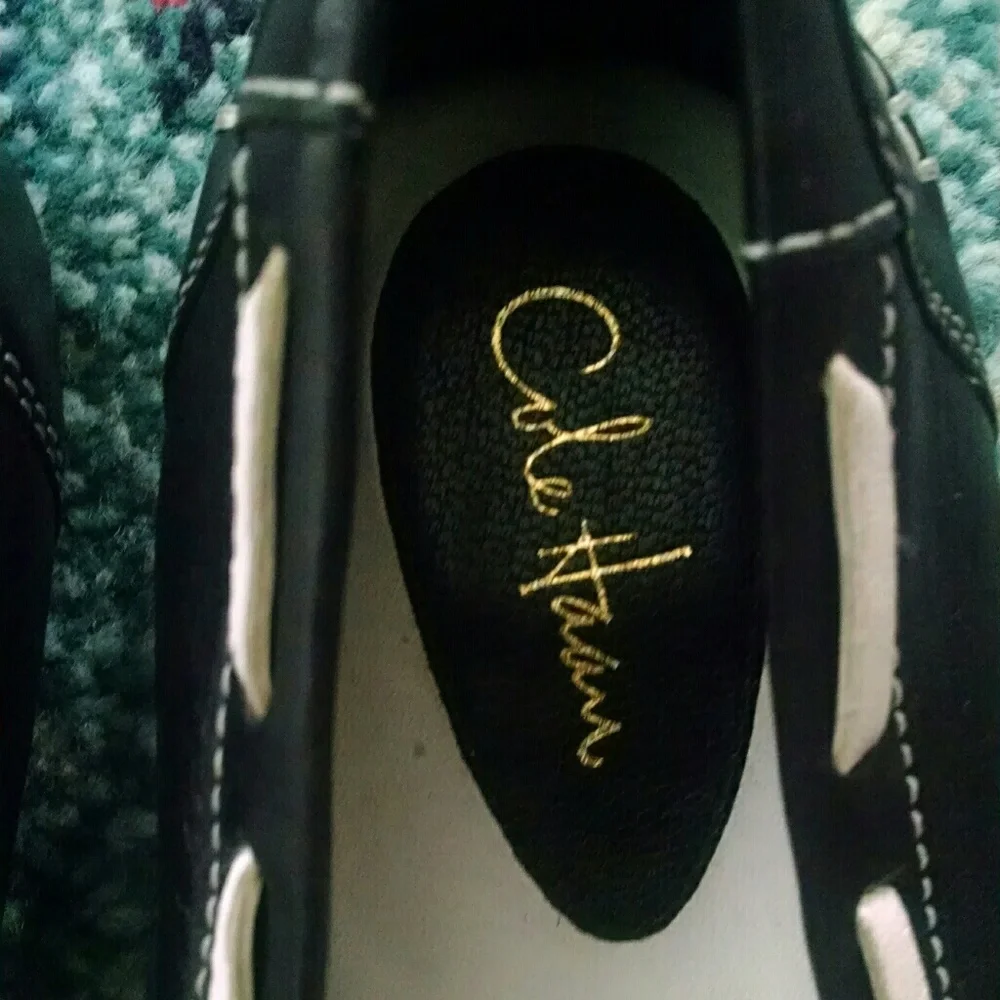 Cole Haan Nike Air Black And White Leather Loafers Size 6.5